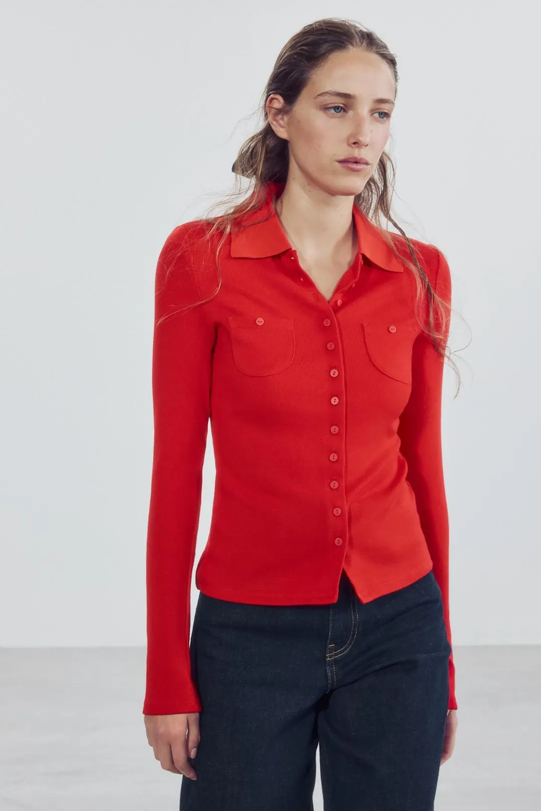Поло на пуговицах с мини-карманами, Zara