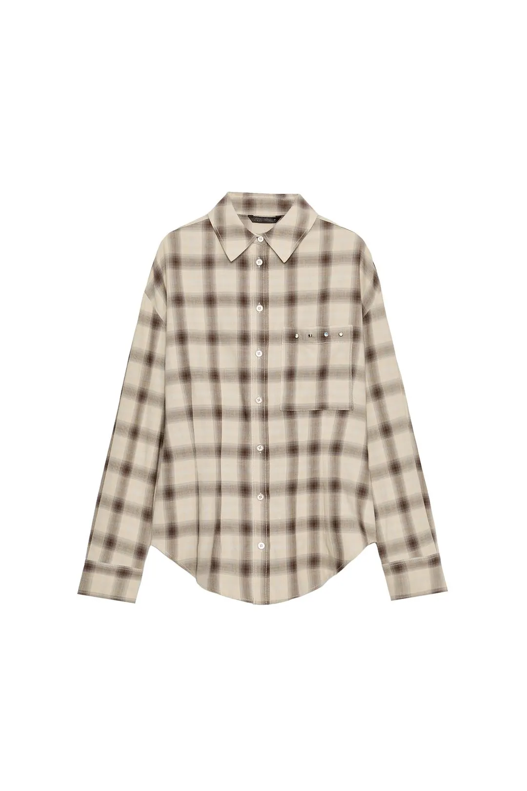 Рубашка в клетку с заклепками, Zara
