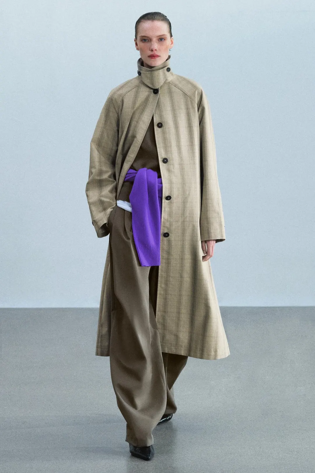 Длинный тренч в клетку ZW Collection, Zara