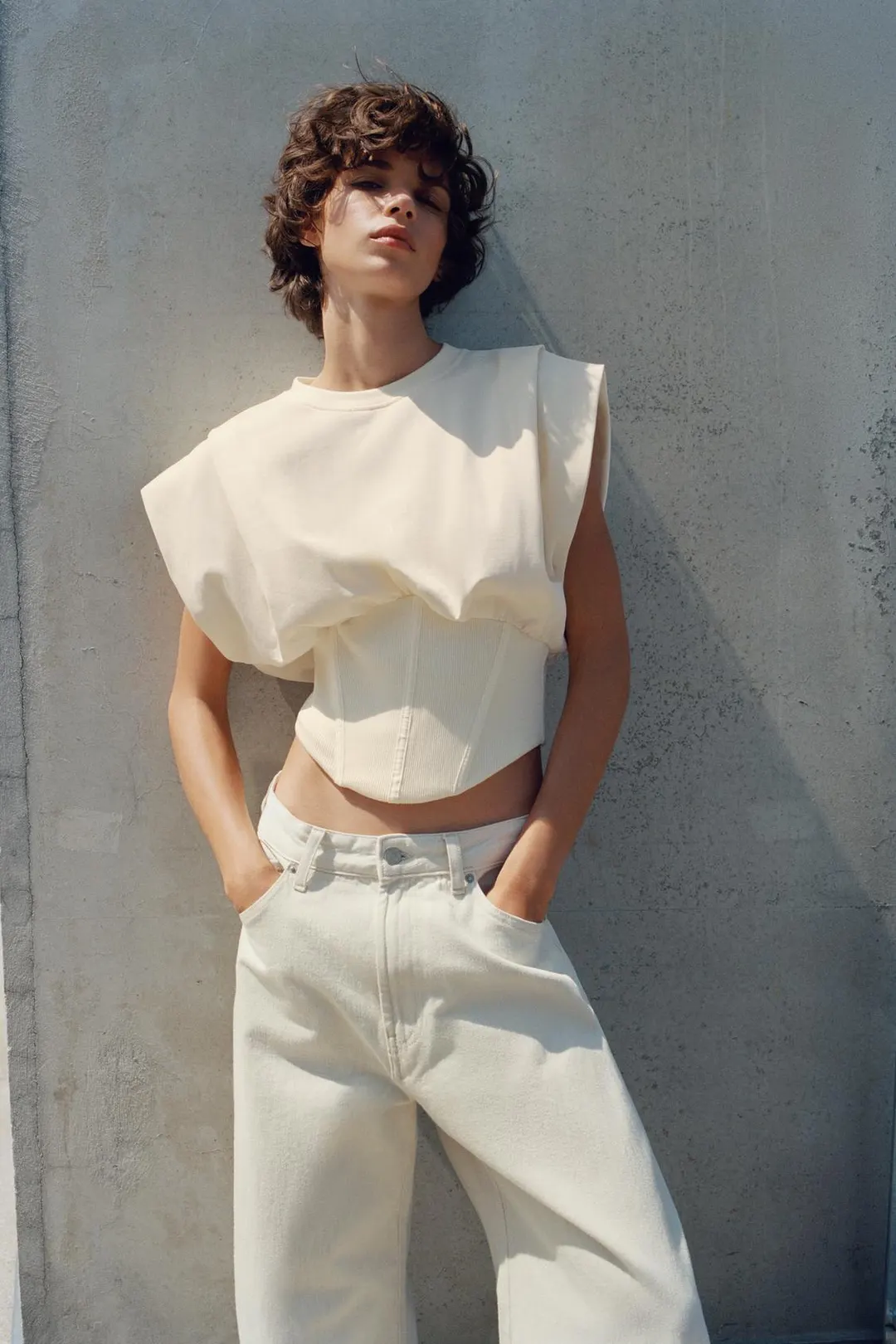 Топ в рубчик в корсетном стиле, Zara