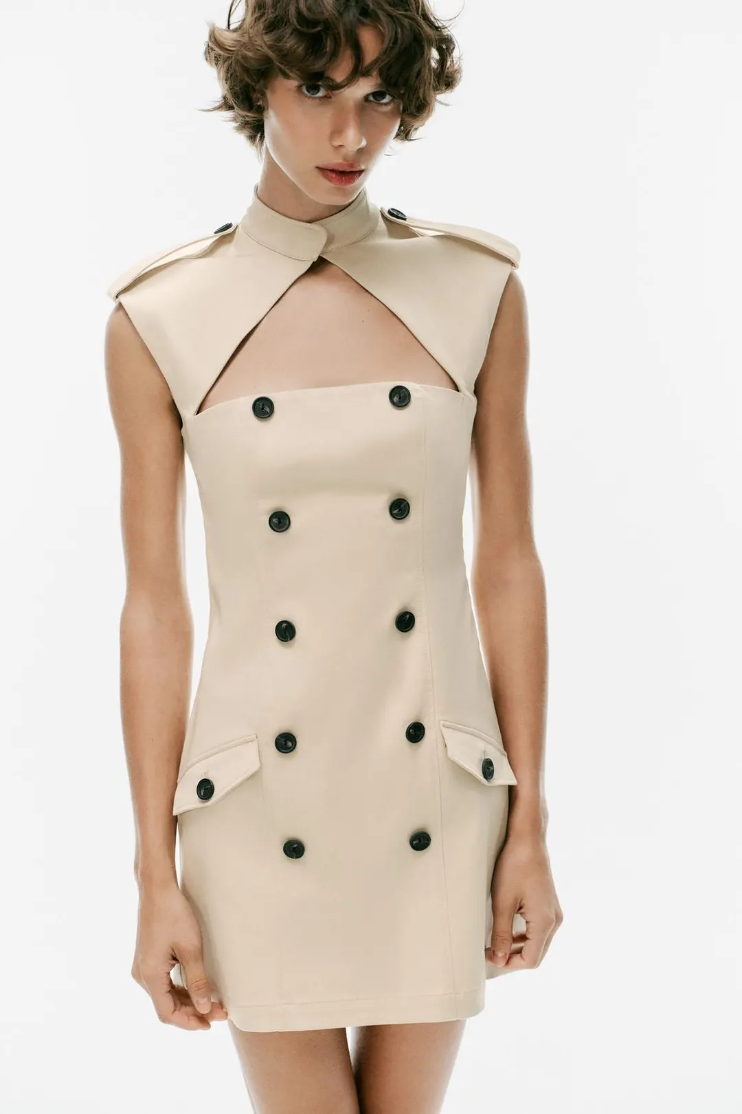 Мини-платье в стиле тренча с разрезом, Zara