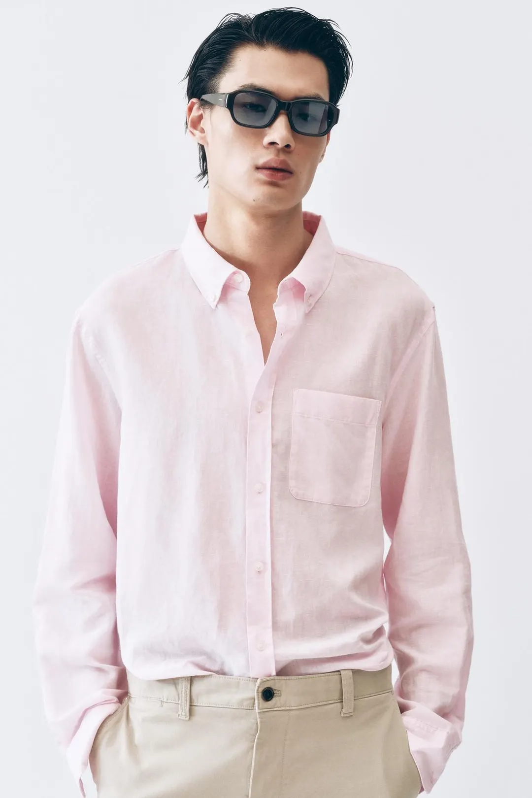 Рубашка из льна и хлопка стандартного кроя, Zara