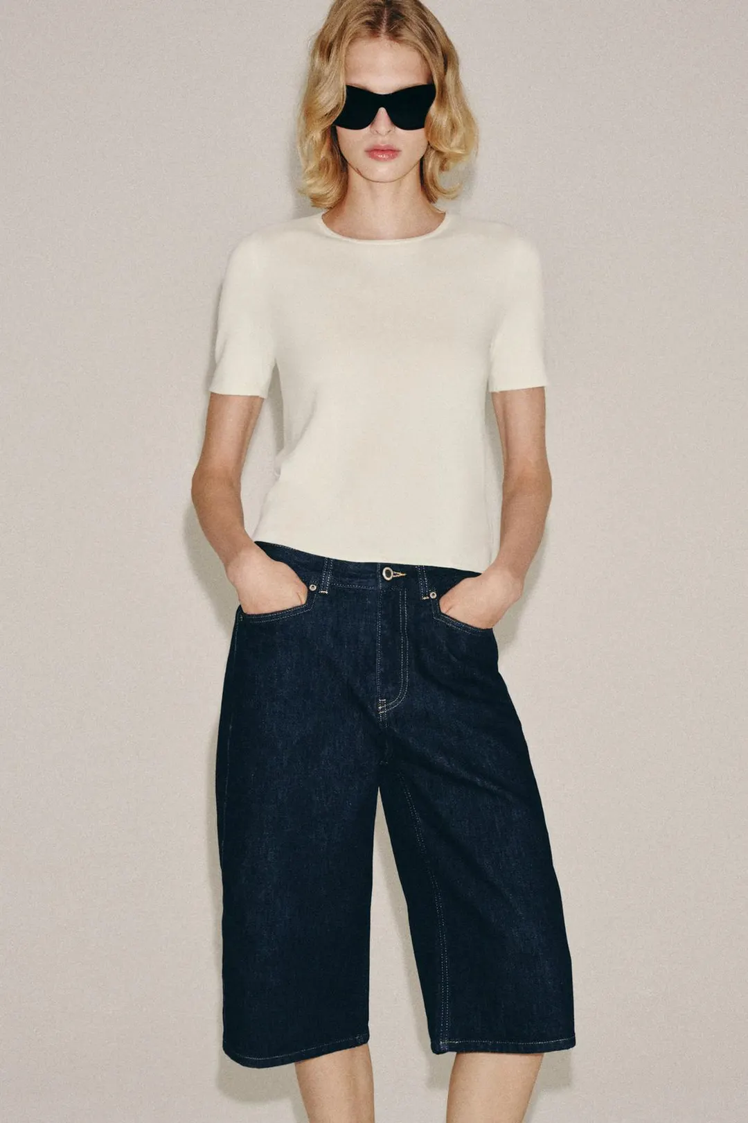 Джинсовые бермуды ZW Collection со средней посадкой, Zara