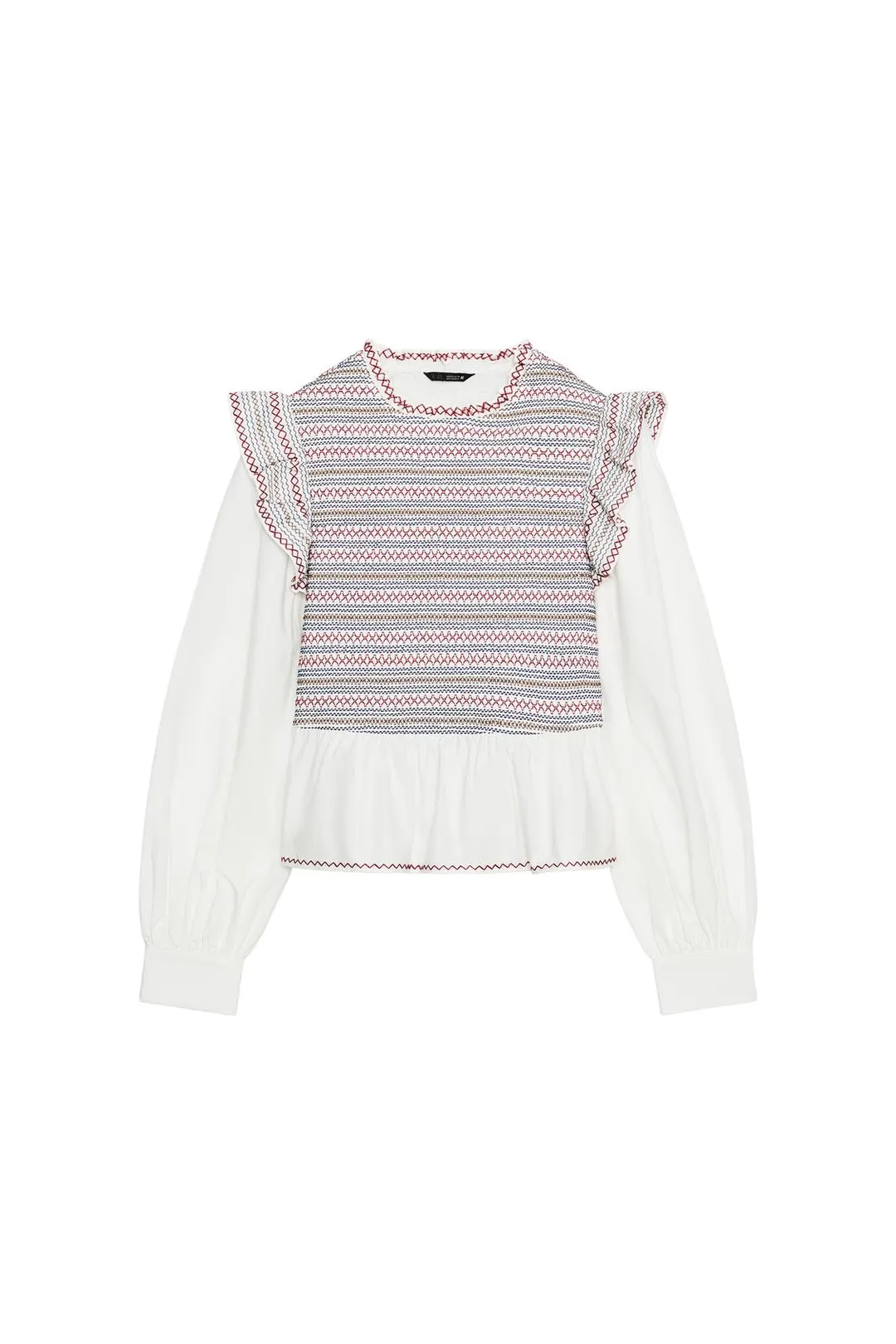 Блузка со сборками и вышивкой, Zara