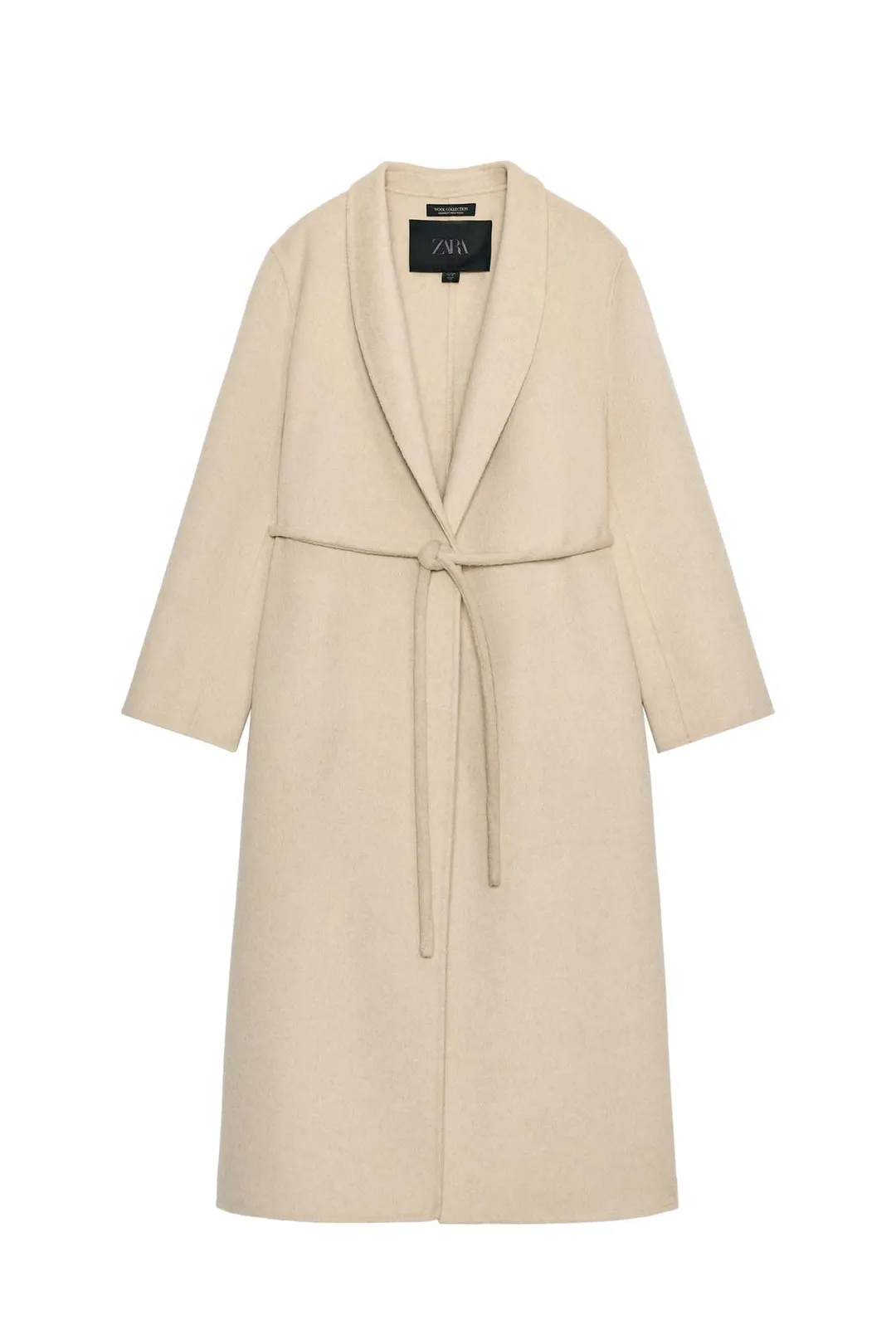 Пальто из смесовой шерсти с поясом ZW Collection, Zara