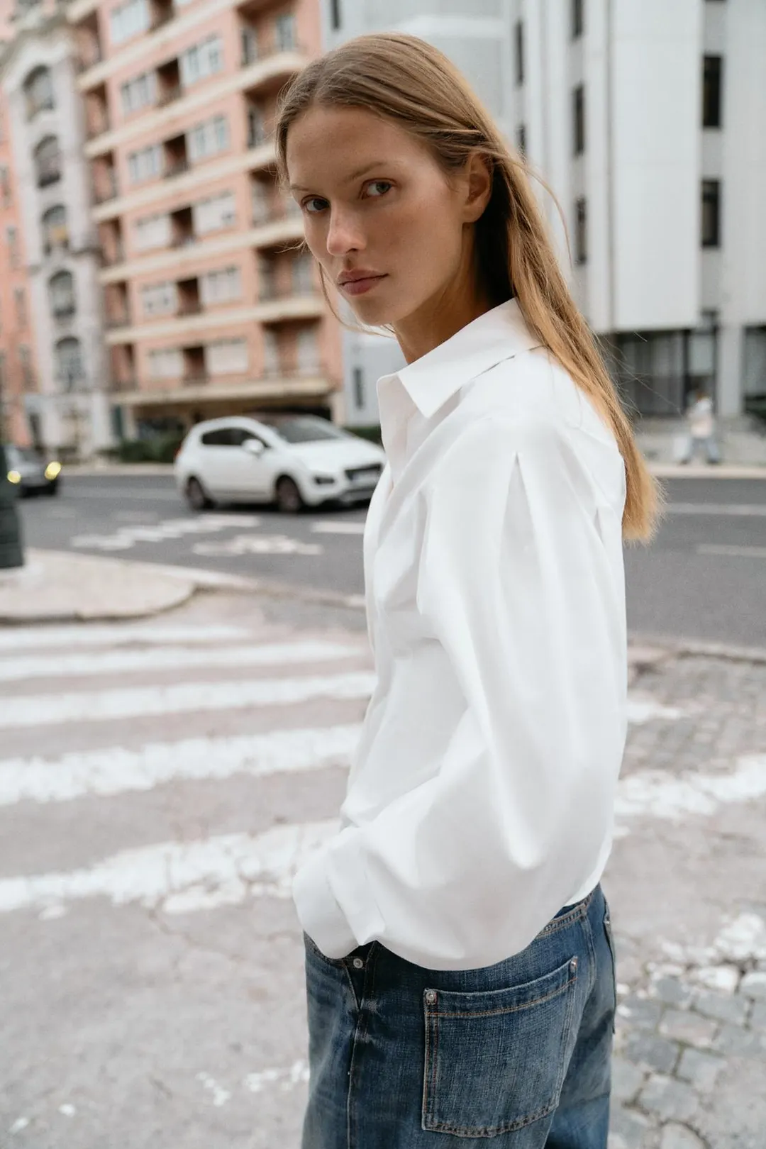 Рубашка с рукавами в складку, Zara