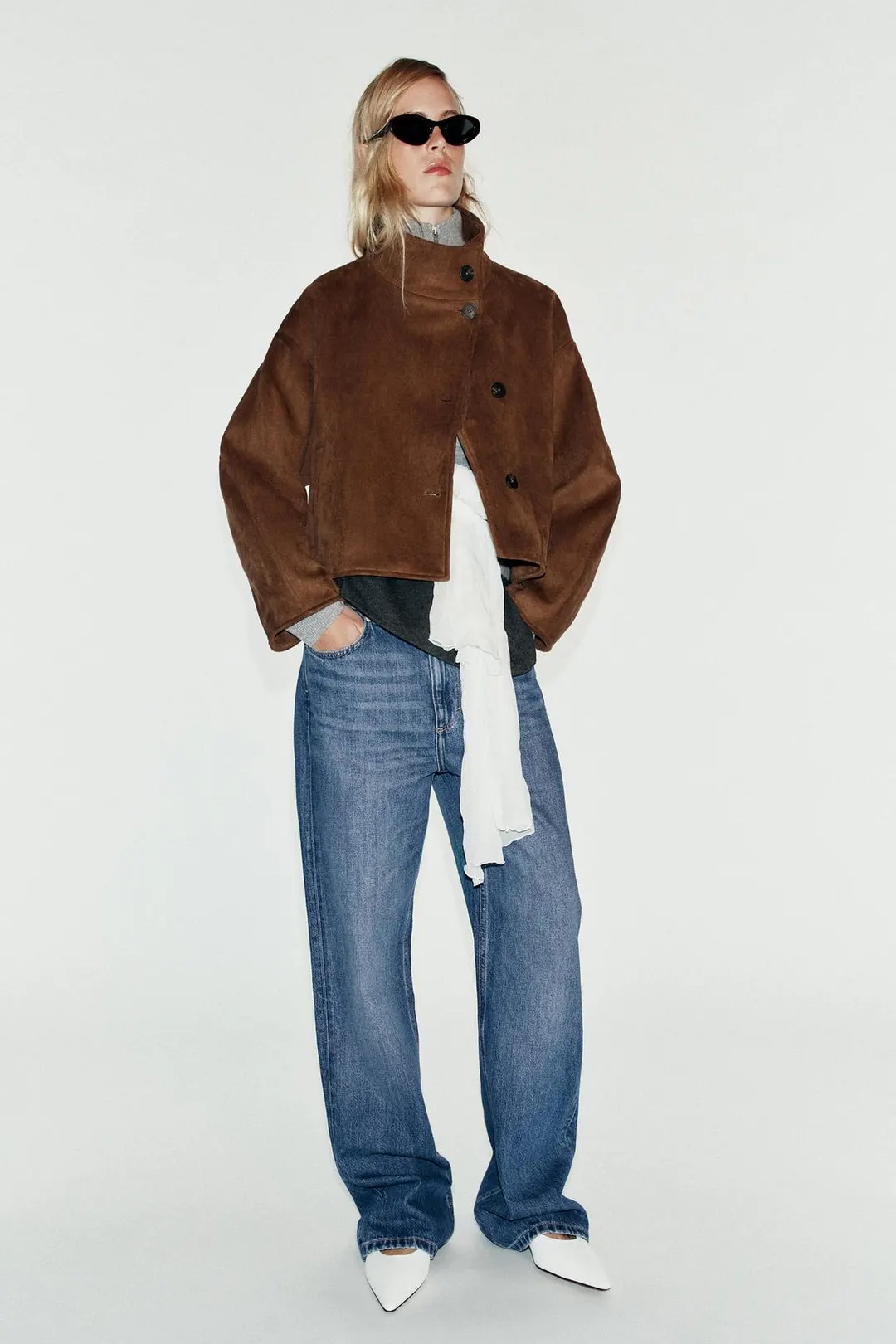 Укороченная куртка под замшу, Zara