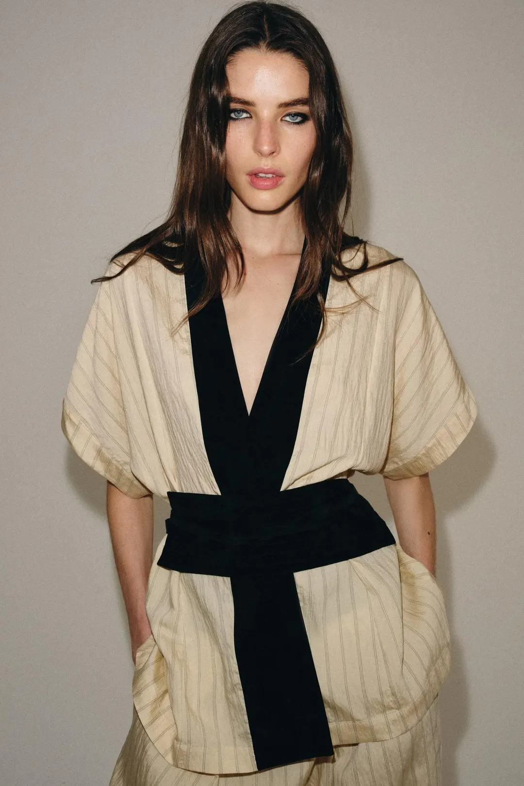 Рубашка на запах в полоску ZW Collection, Zara