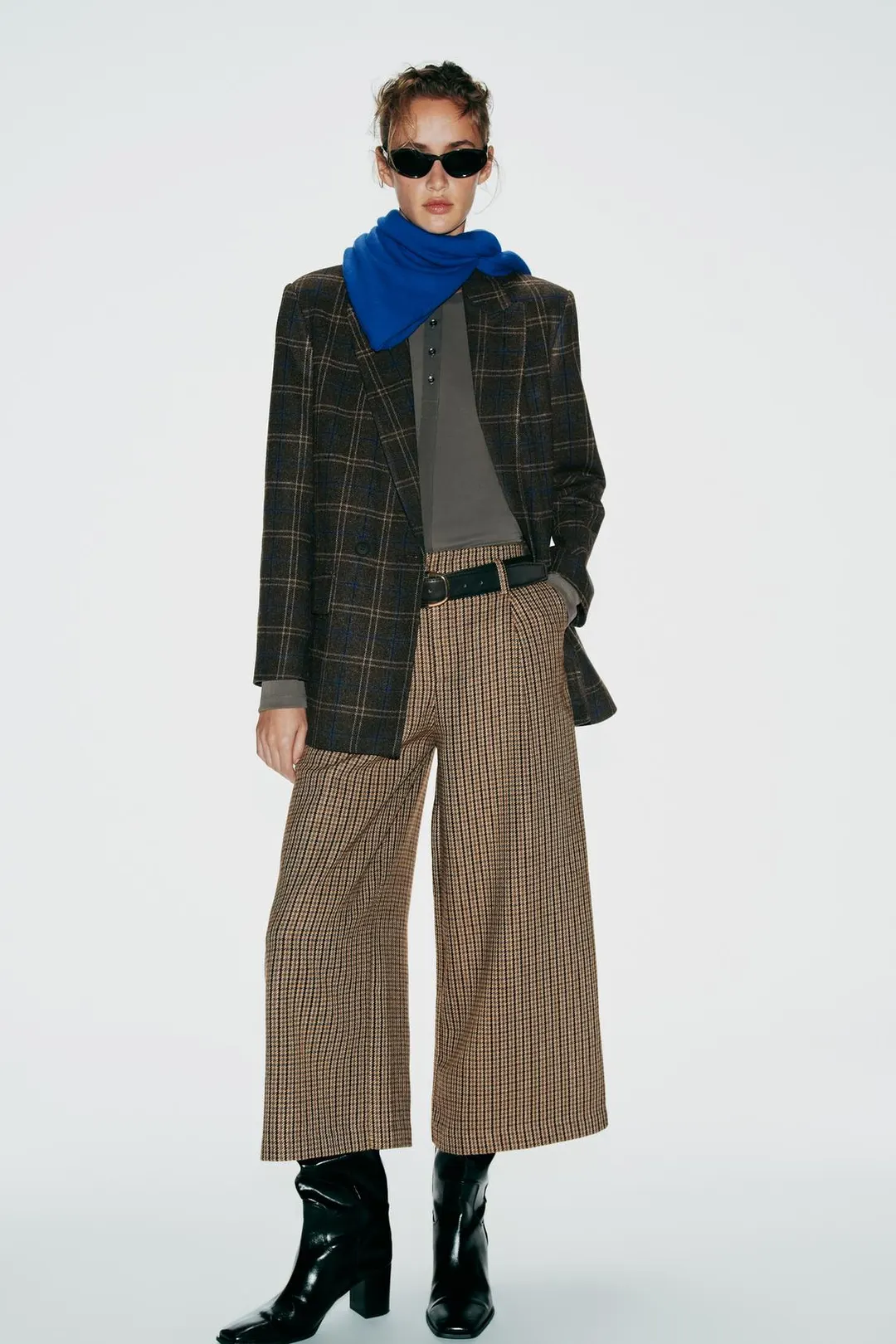 Кюлоты в клетку с поясом, Zara