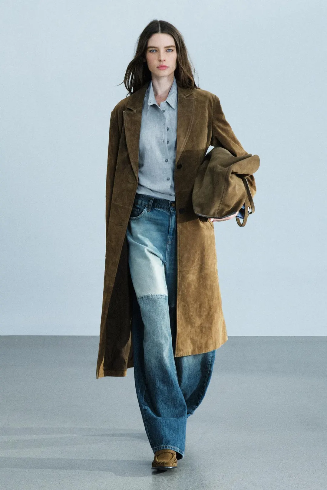 Длинное пальто из 100% кожи ZW Collection, Zara