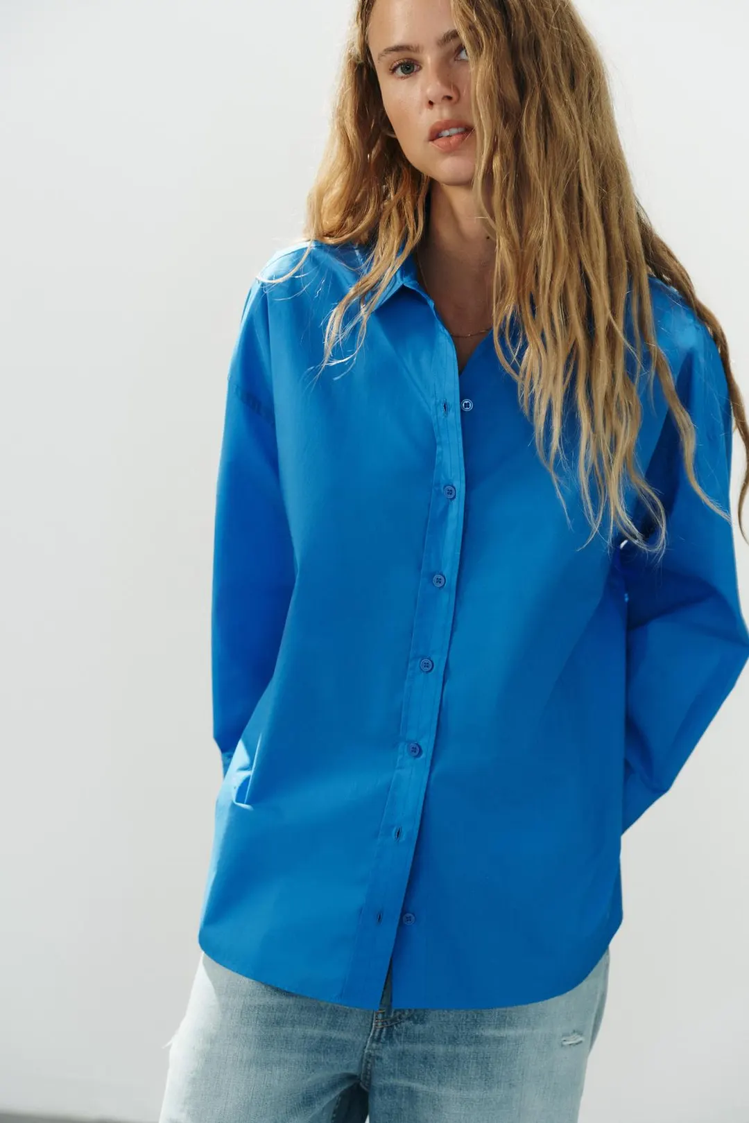 Рубашка оверсайз из поплина, Zara