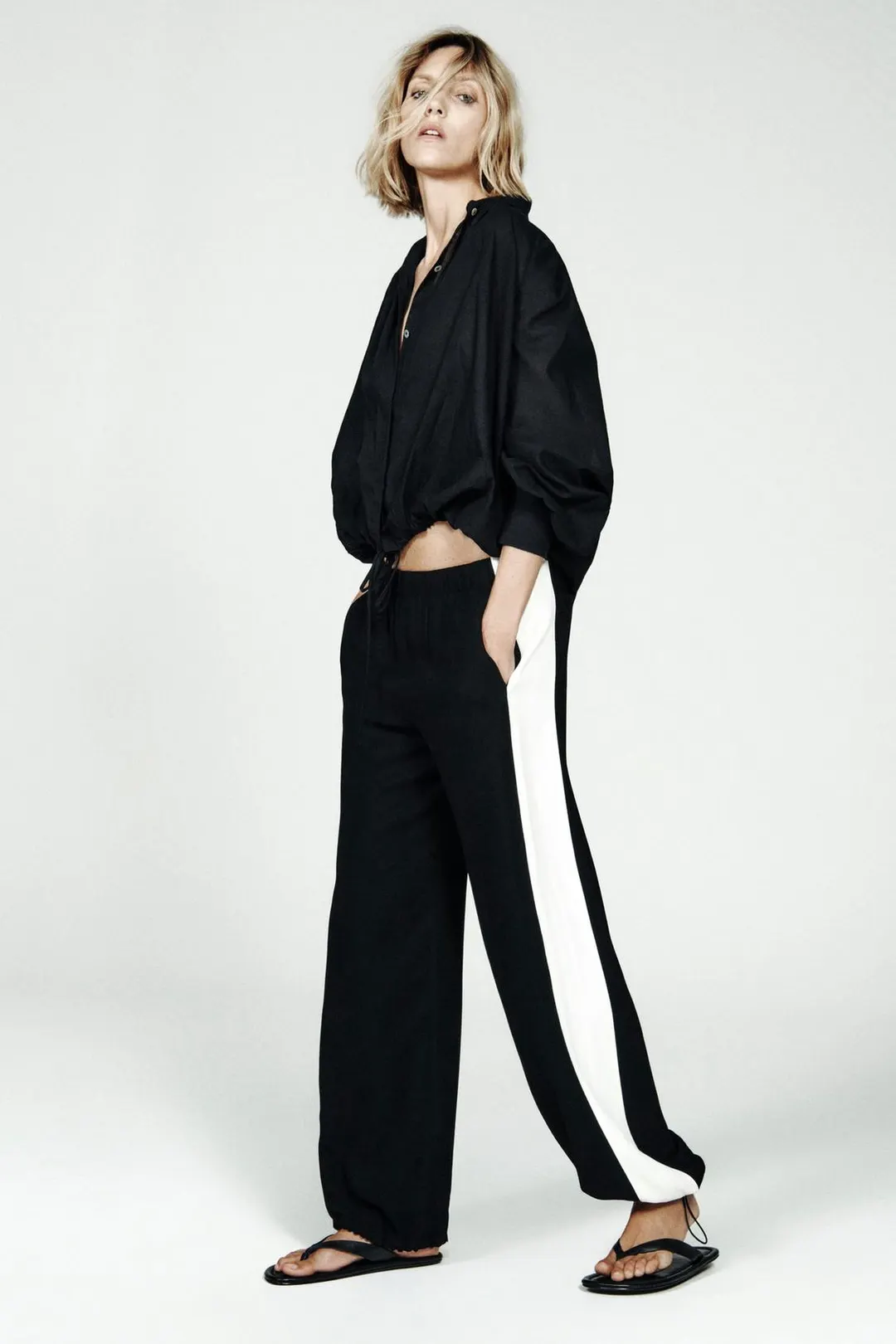 Брюки-саруэл с боковыми полосами ZW Collection, Zara