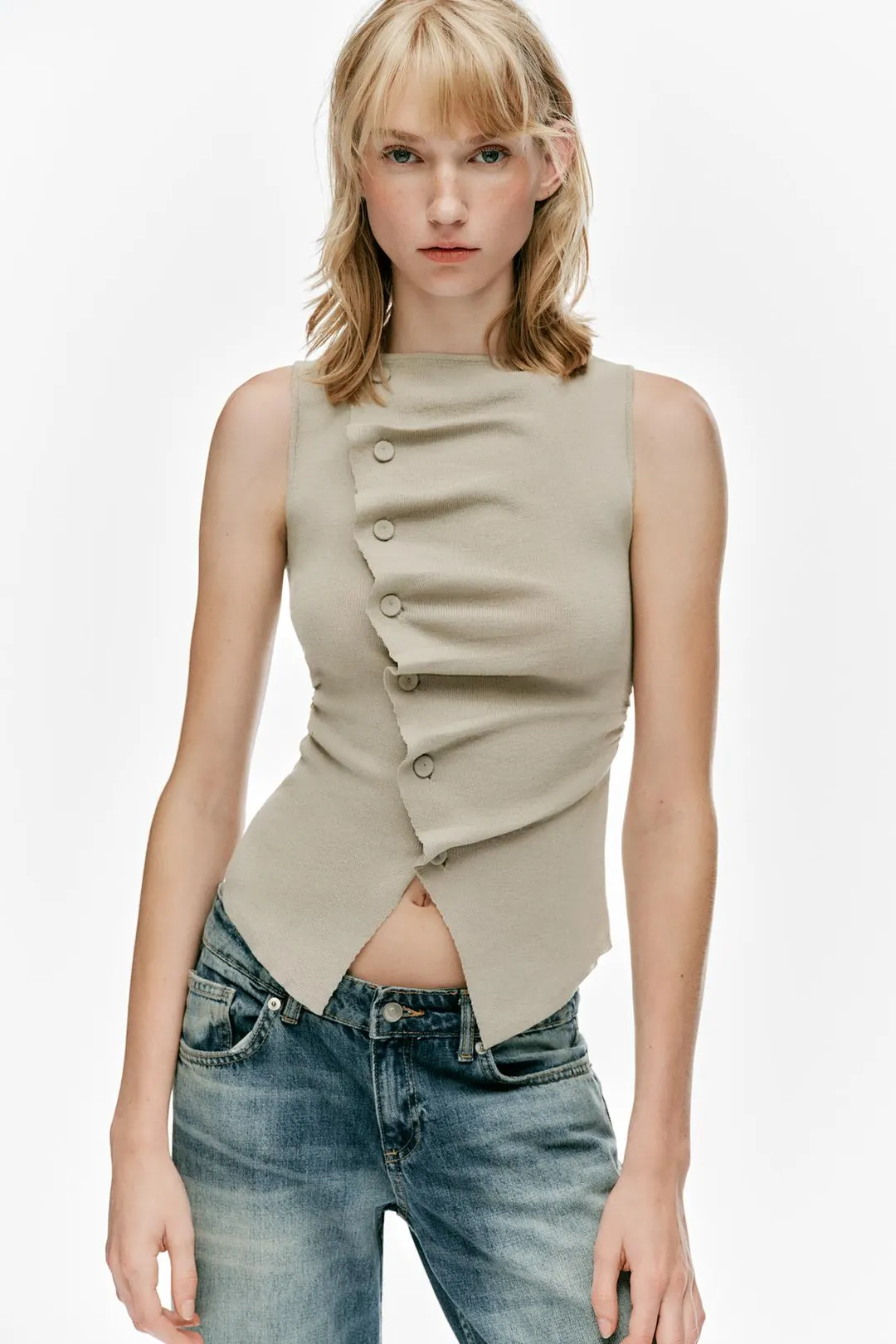 Трикотажный топ с драпировкой, Zara