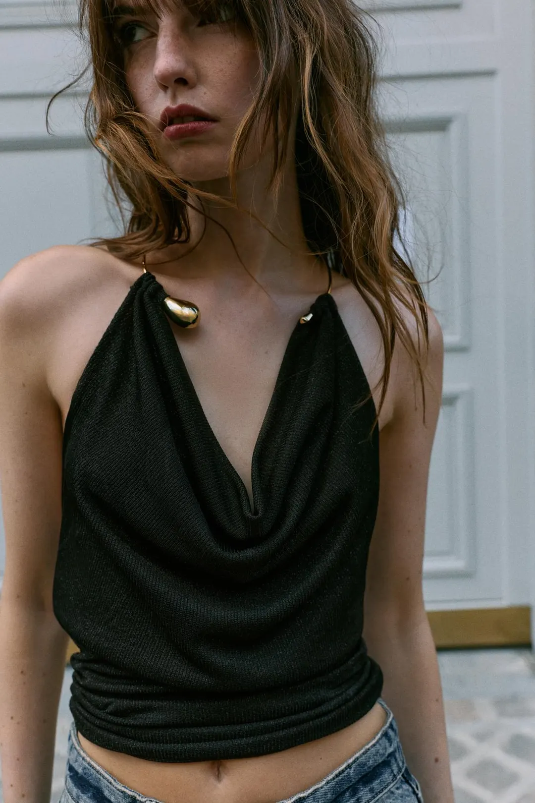 Топ с металлическим чокером, Zara