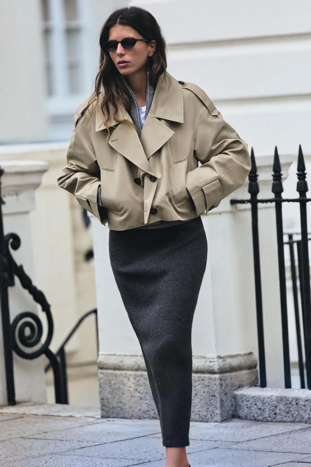 Укороченная двубортная куртка-тренч, Zara
