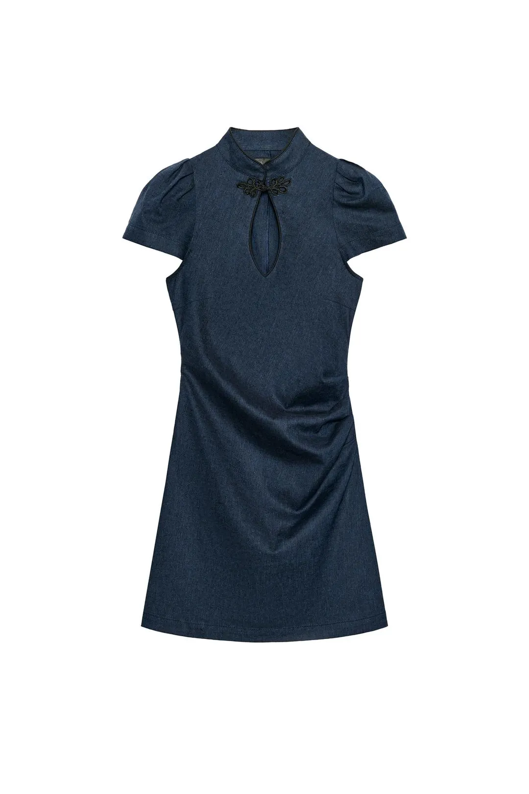 Платье мини из смесового льна с застежкой-клевант, Zara