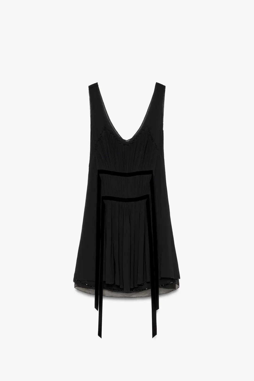 Платье мини из плиссированного жоржета с бисером ZW Collection, Zara