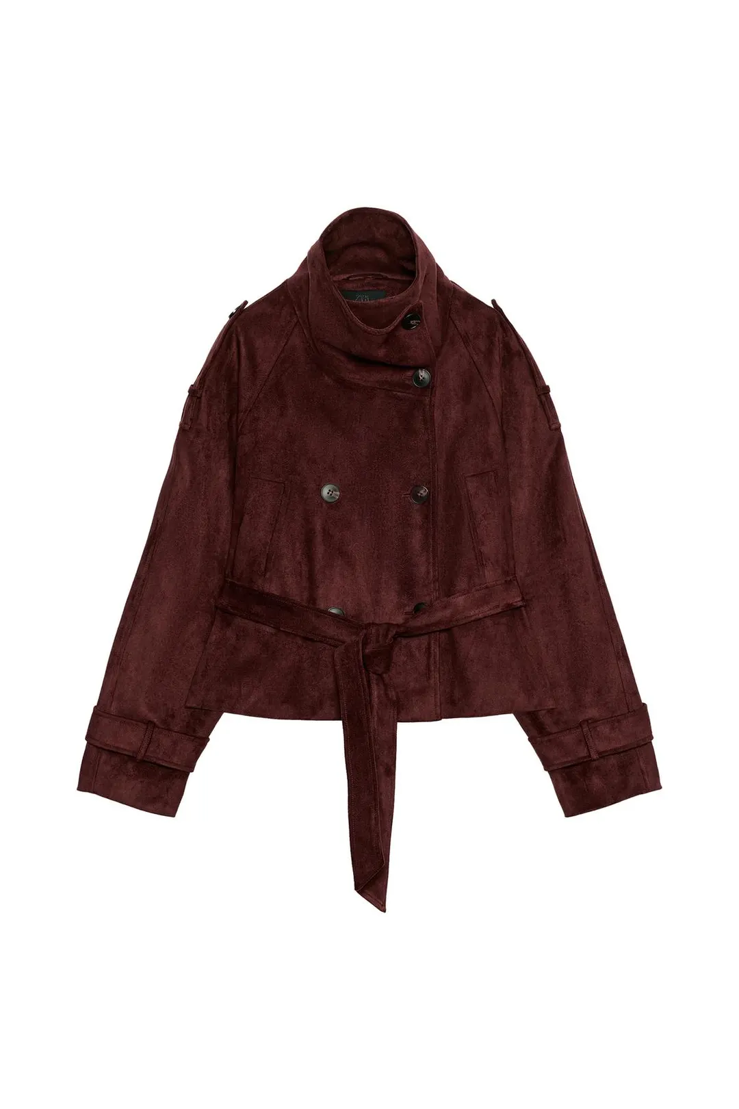 Куртка из искусственной замши с поясом, Zara