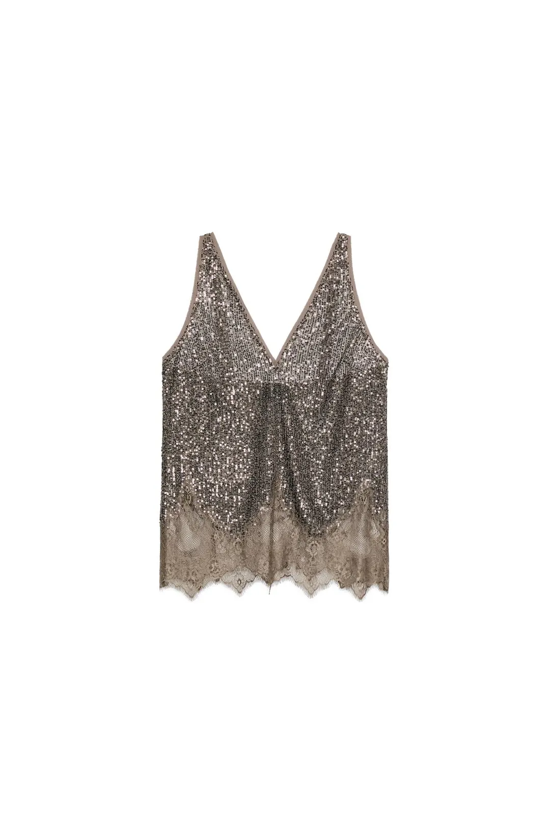 Комбинированный топ с пайетками ZW Collection, Zara