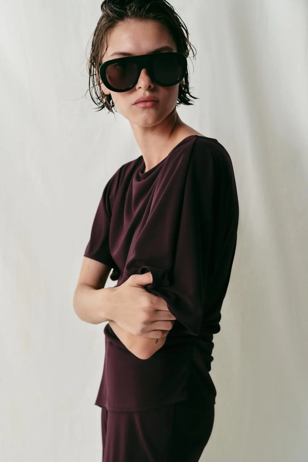 Топ из крепа с драпировкой, Zara