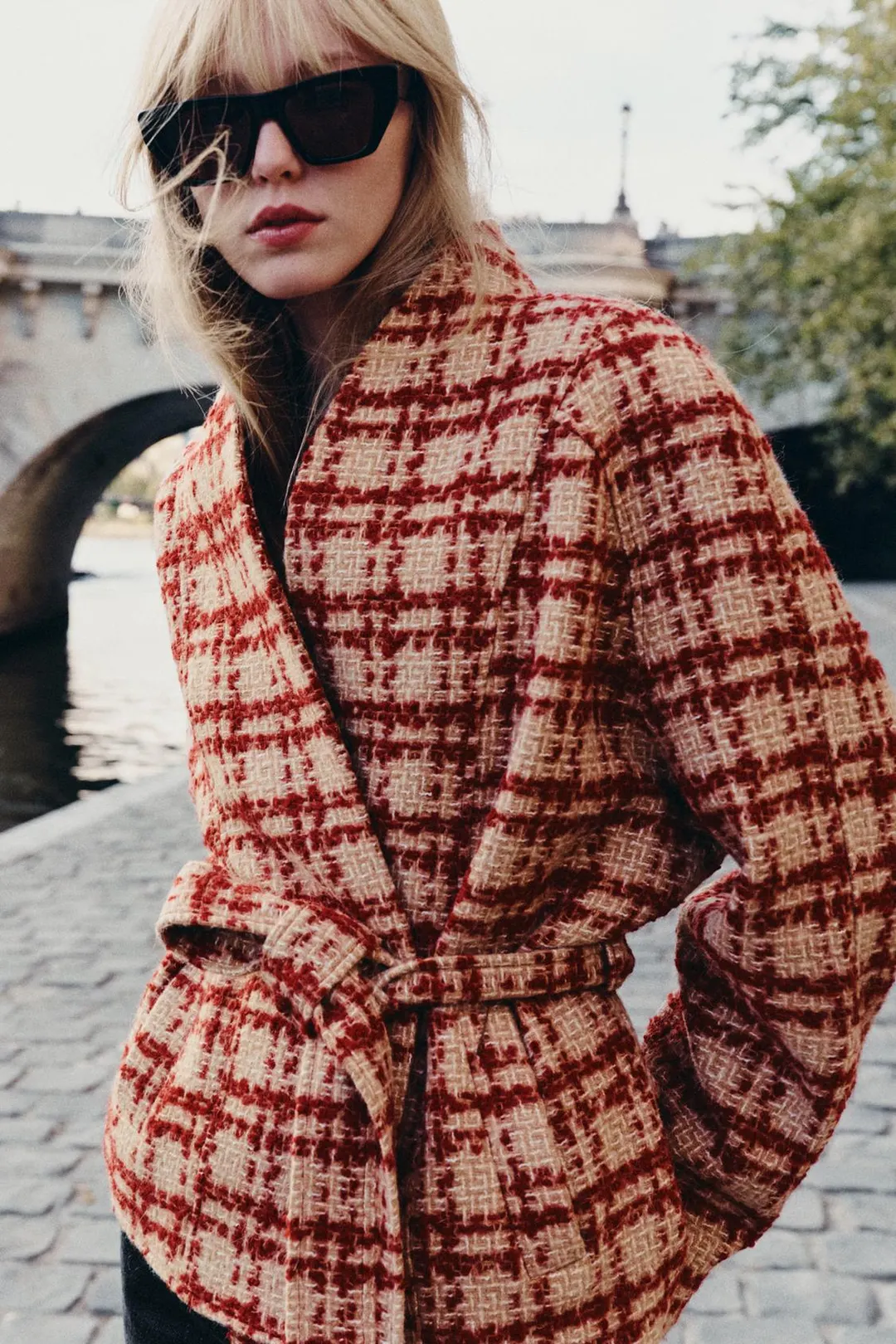 Куртка из смесовой шерсти с поясом ZW Collection, Zara