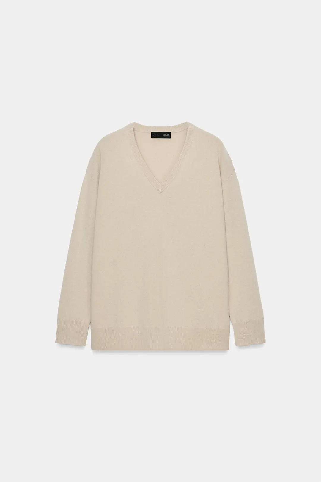 Свитер оверсайз с V-образным вырезом из 100% шерсти, Zara