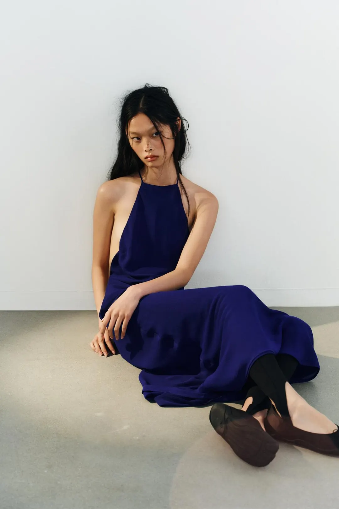 Платье макси с воротником халтер, Zara