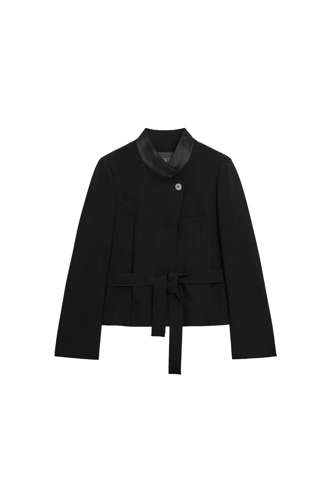 Пиджак с комбинированным воротником и поясом ZW Collection, Zara