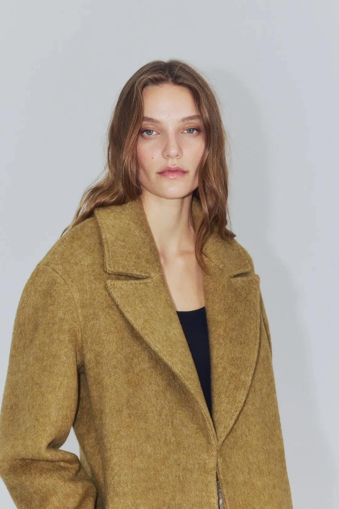 Пальто длинное из смесовой шерсти ZW Collection, Zara