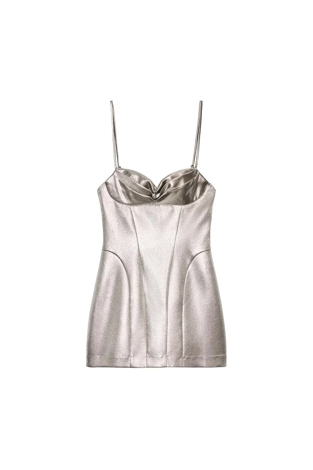 Мини-платье с эффектом металлик в корсетном стиле, Zara