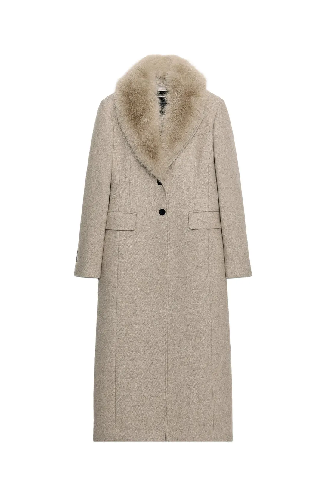 Пальто из смесовой шерсти с воротником из искусственного меха ZW Collection, Zara