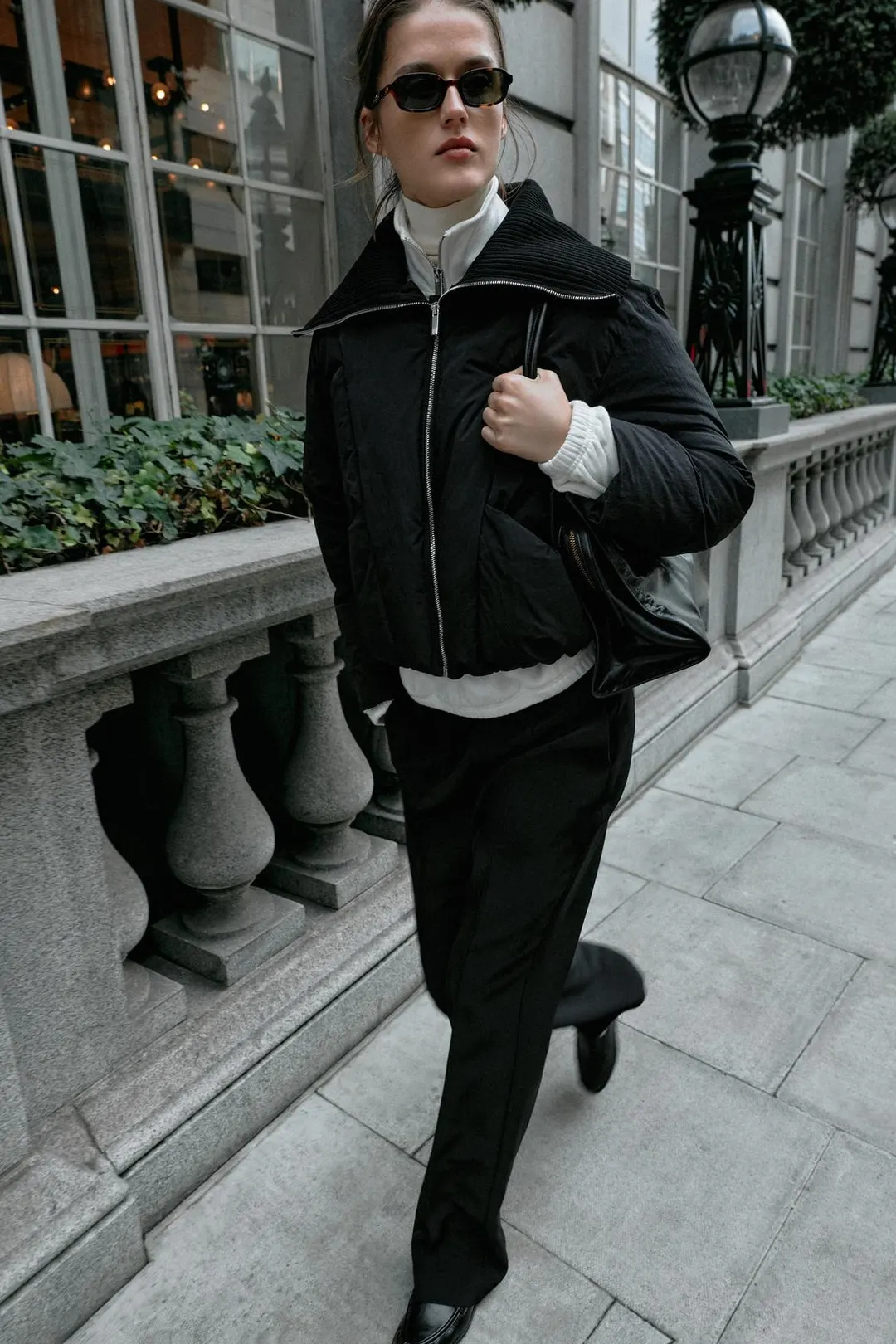 Комбинированный пуховик оверсайз, Zara