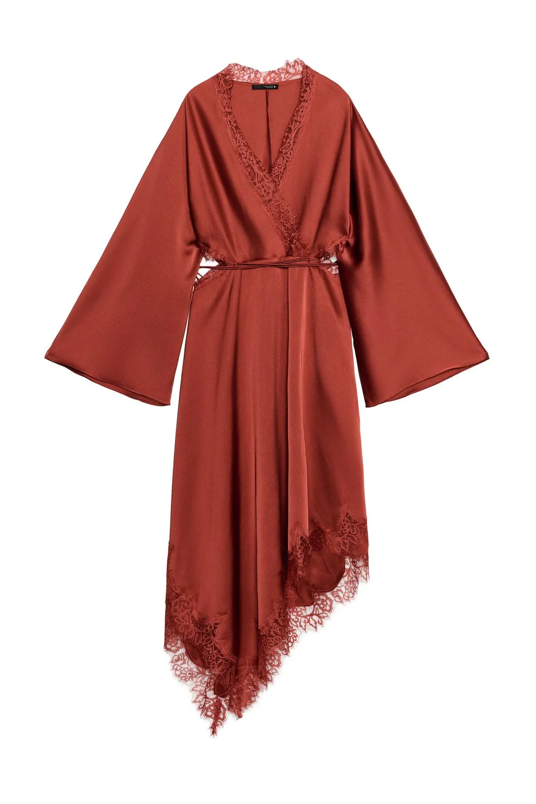 Платье атласное с кружевом ZW Collection, Zara