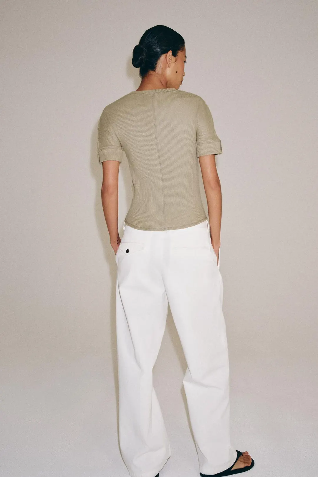 Хлопковая футболка в рубчик, Zara