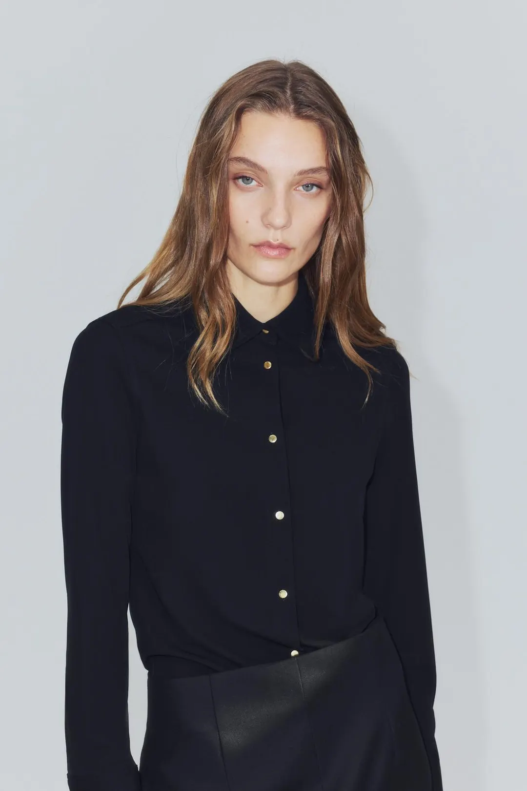 Рубашка с золотистыми пуговицами ZW Collection, Zara