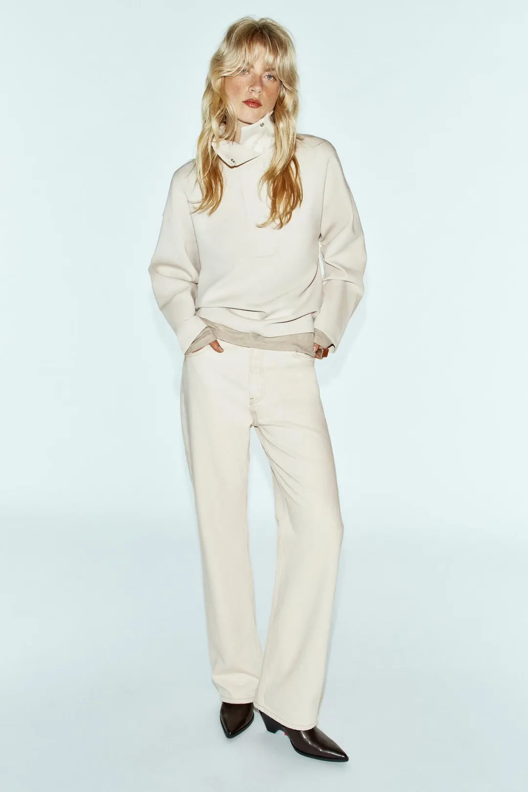 Свитшот из интерлока с высоким воротником, Zara