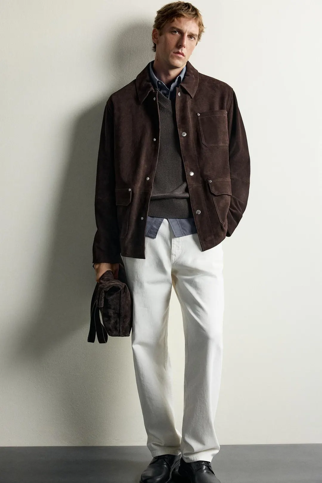 Куртка из замши с карманами, Zara