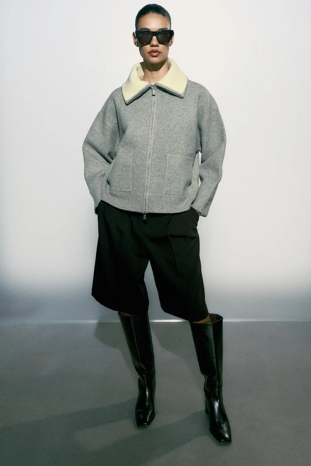 Кардиган с контрастной горловиной, Zara