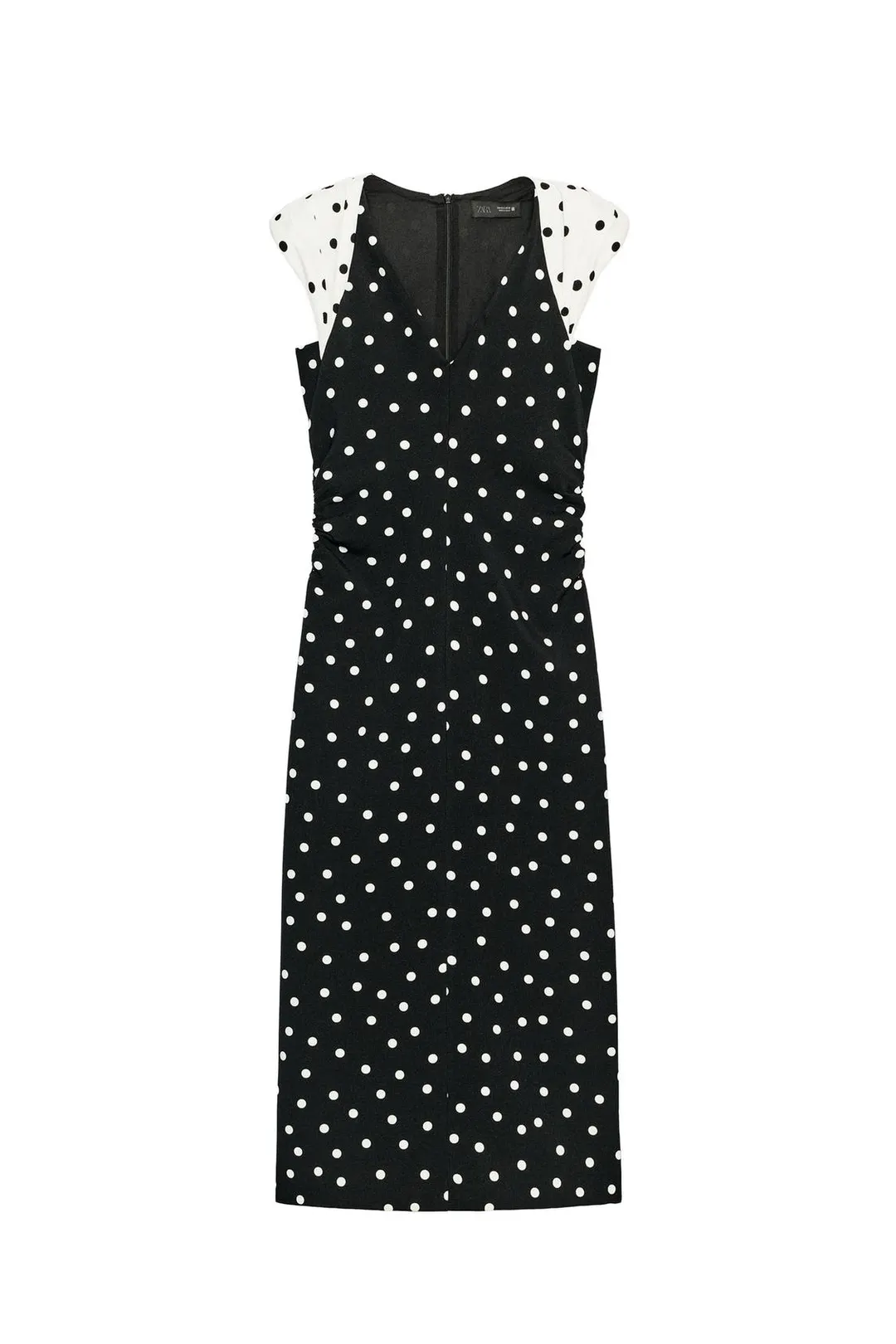 Платье миди в горошек с подплечниками, Zara