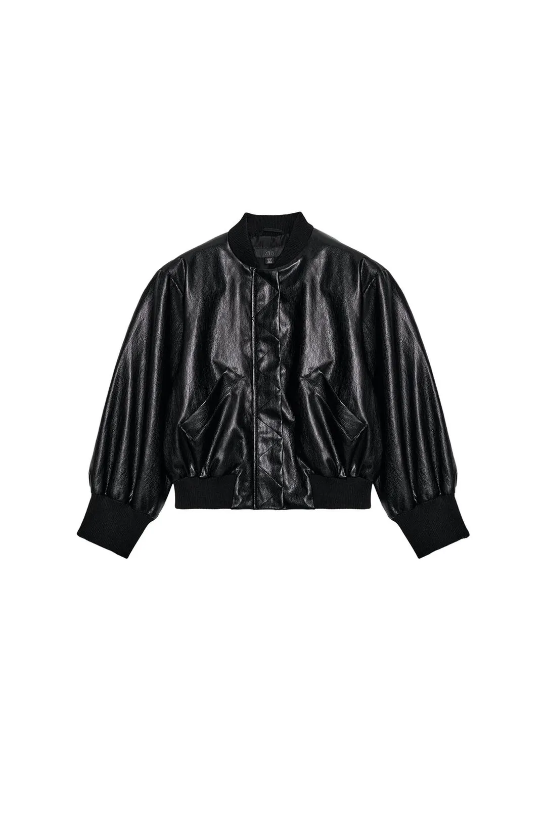 Бомбер из искусственной кожи с подплечниками, Zara
