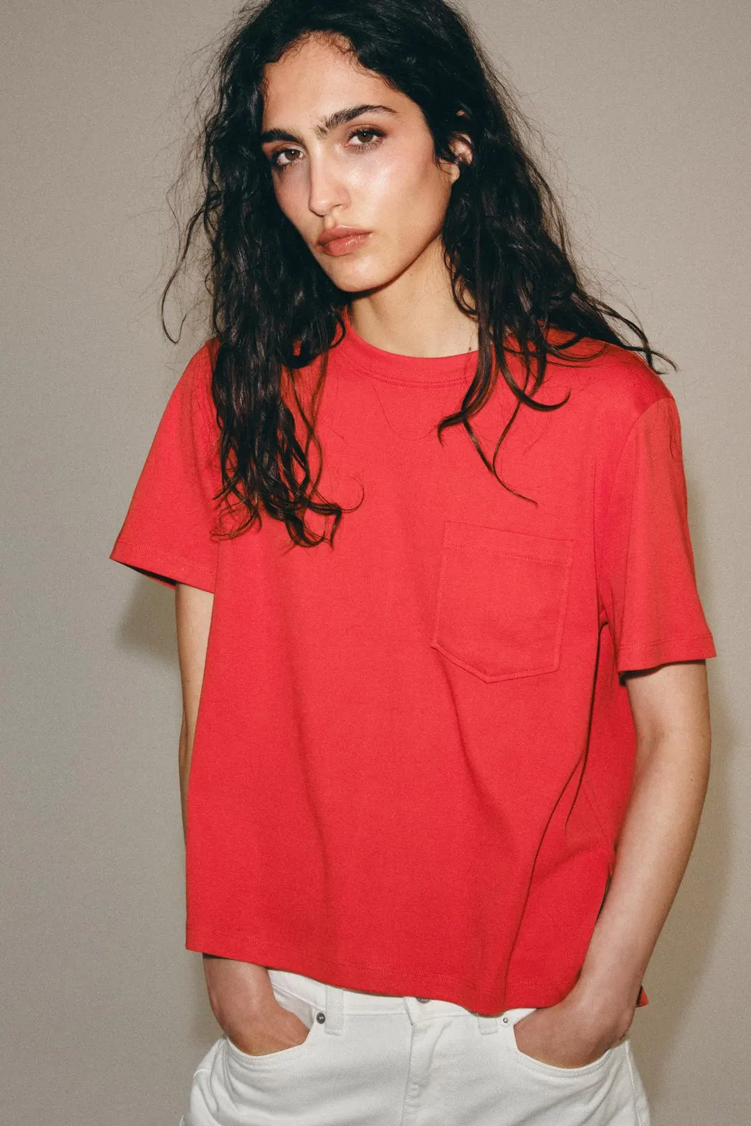 Футболка из интерлока с карманом, Zara