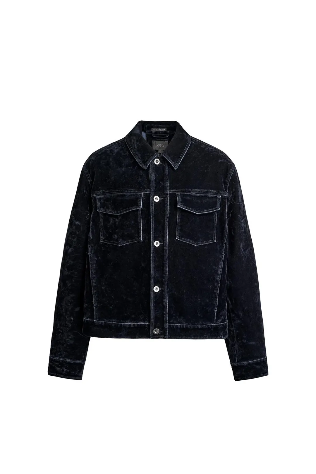 Укороченная джинсовая куртка с флоковым покрытием, Zara