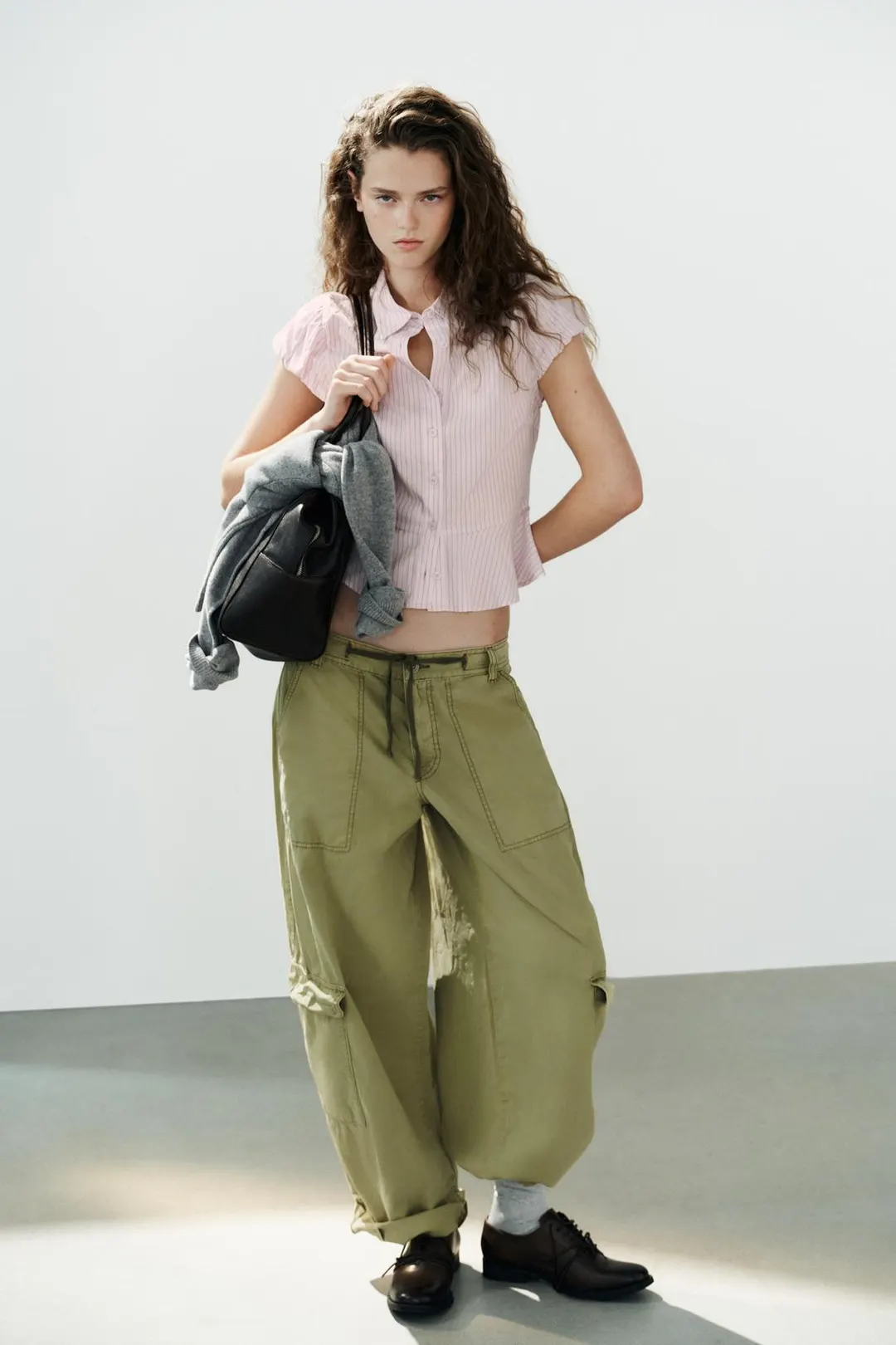 Рубашка в полоску с баской, Zara