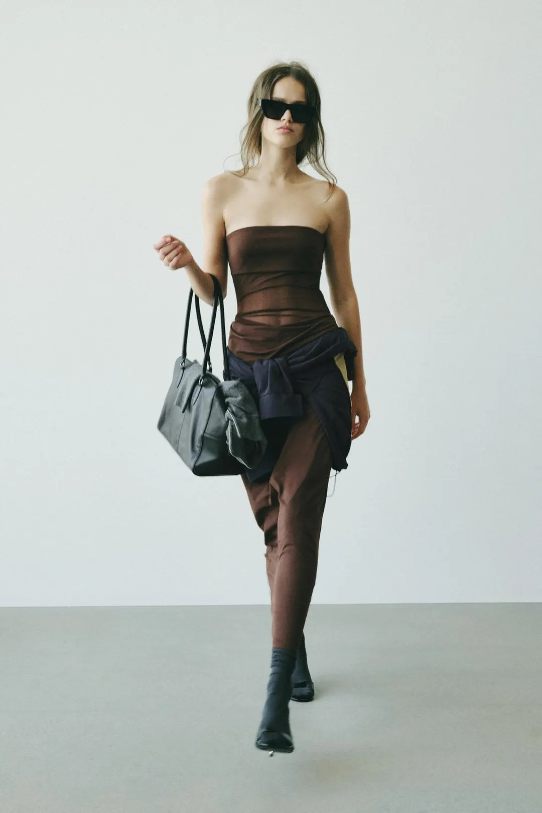 Платье миди с драпировкой, Zara