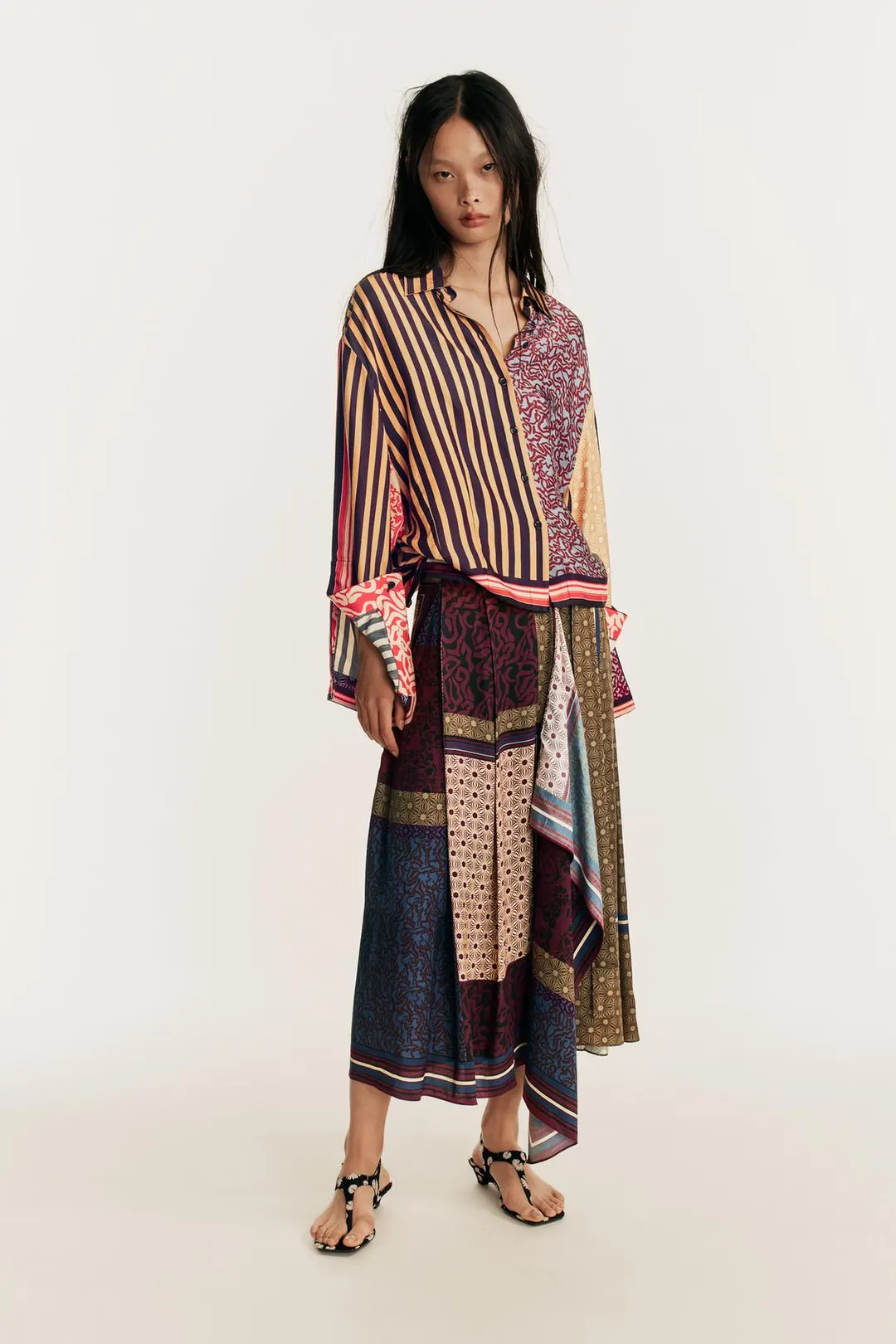 Рубашка комбинированная с принтом Limited Edition, Zara