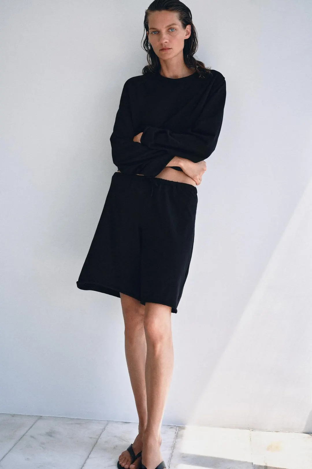 Шорты-бермуды из хлопка на кулиске, Zara
