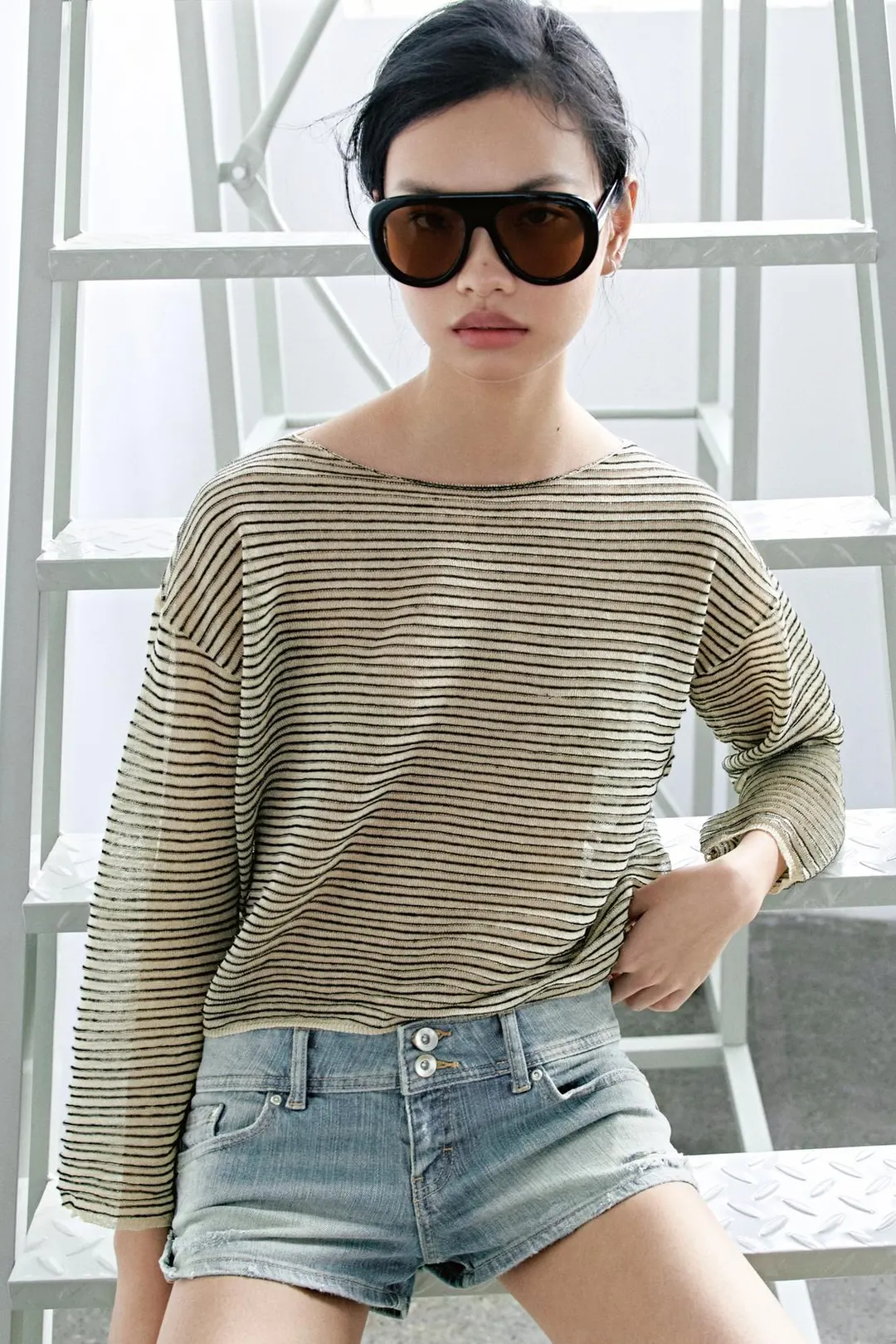Джемпер тонкой вязки в полоску, Zara