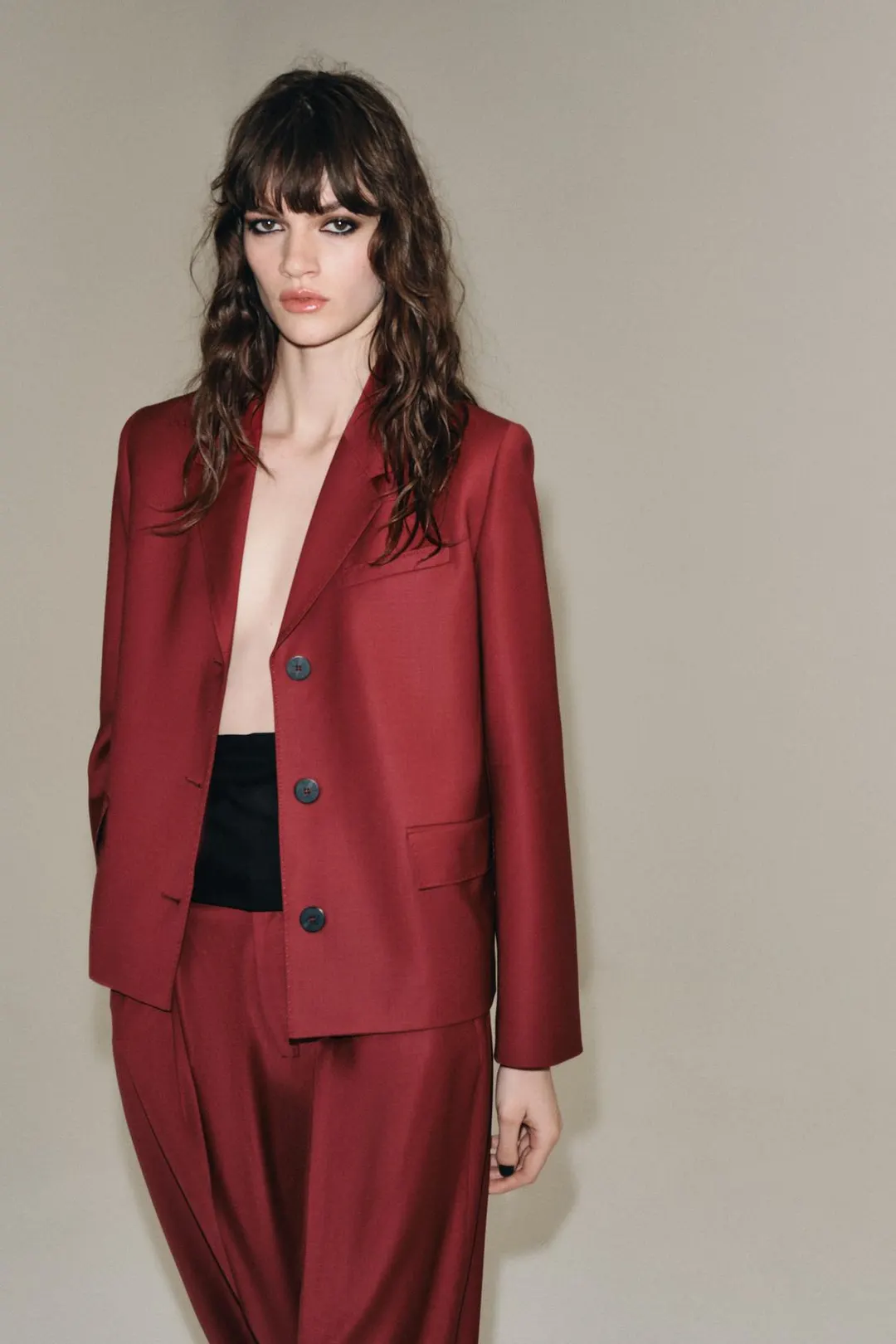 Блейзер ZW Collection прямого кроя из смесовой шерсти, Zara