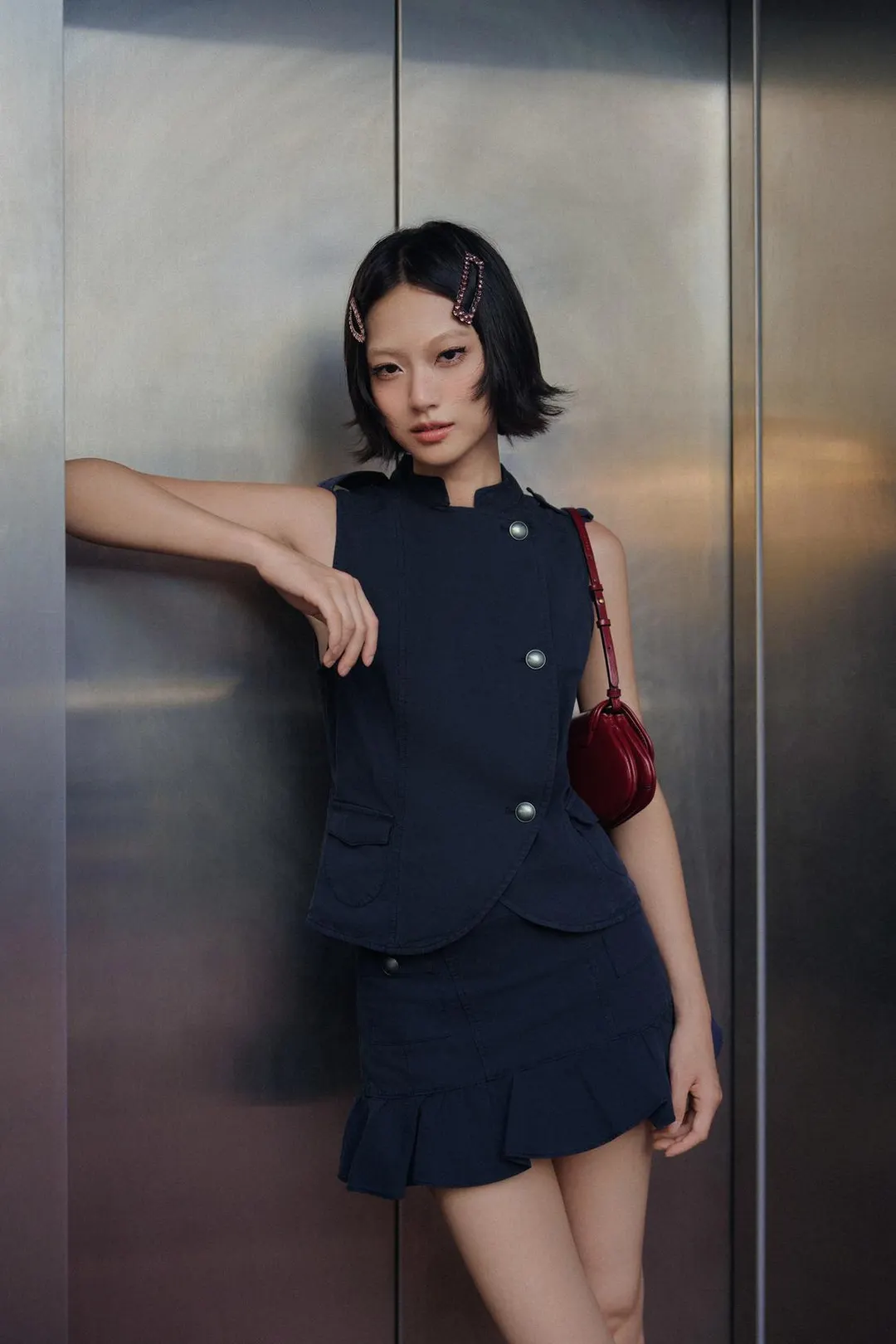 Мини-юбка с карманами и оборками, Zara