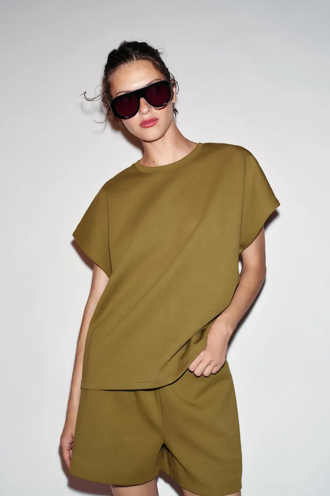 Футболка из интерлока с короткими рукавами, Zara